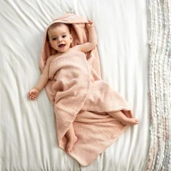 Lässig Cape de bain en mousseline-terry Pois rose-pêche