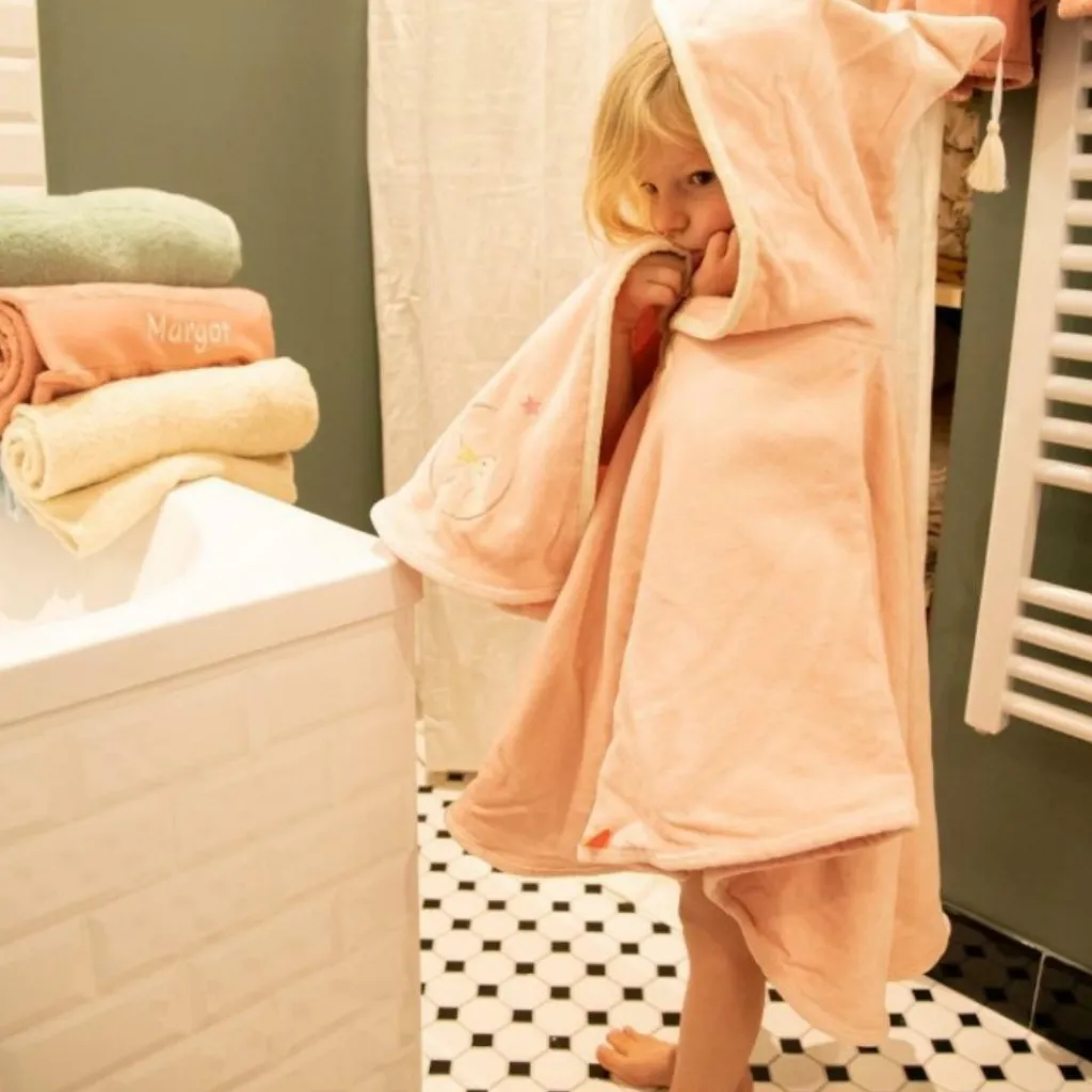 Cape de bain lapin poudré personnalisable (0-5 ans) Cape De Bain