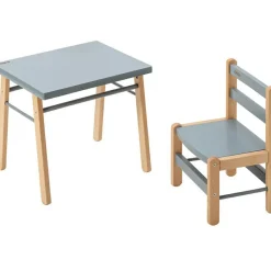 Sale Chaise basse en bois Louise hybride bleu gris Chaise