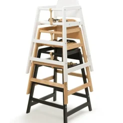 Online Chaise haute empilable en bois Emma Noir Chaise Haute