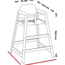 Online Chaise haute empilable en bois Emma Noir Chaise Haute