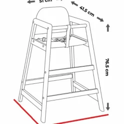 New Chaise haute empilable en bois Emma Naturel Chaise Haute