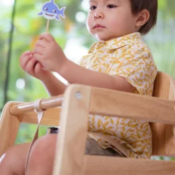 New Chaise haute empilable en bois Emma Naturel Chaise Haute