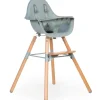 Childhome Chaise haute en bois naturel Evolu 2 menthe + arceau