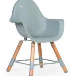 Childhome Chaise haute en bois naturel Evolu 2 menthe + arceau
