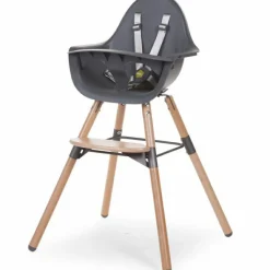 Childhome Chaise haute en bois naturel Evolu 2 gris