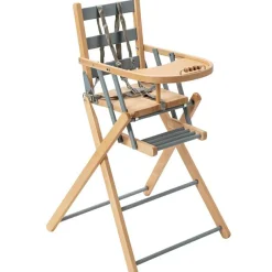 Combelle Chaise haute extra pliante Sarah hybride bleu gris