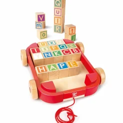 Hape Chariot à roulettes avec blocs empilables