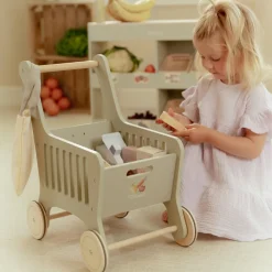 New Chariot de courses en bois Dînette Et Aliments Factices