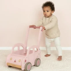 Sale Chariot de marche voiture en bois rose Chariot De Marche