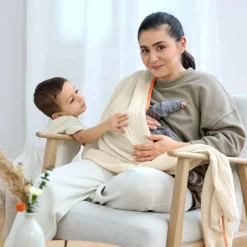 Lässig Écharpe d'allaitement en mousseline nature