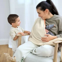 Lässig Écharpe d'allaitement en mousseline nature