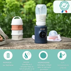 Béaba Chauffe-biberon Nomad Milk Night Blue + 3 adaptateurs