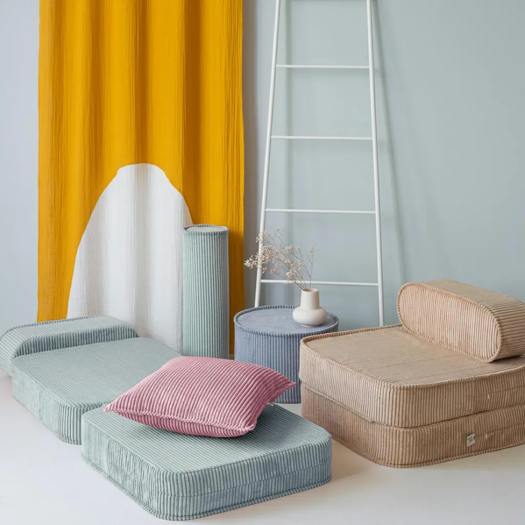 Online Chauffeuse Peppermint Green velours côtelé Fauteuil / Pouf