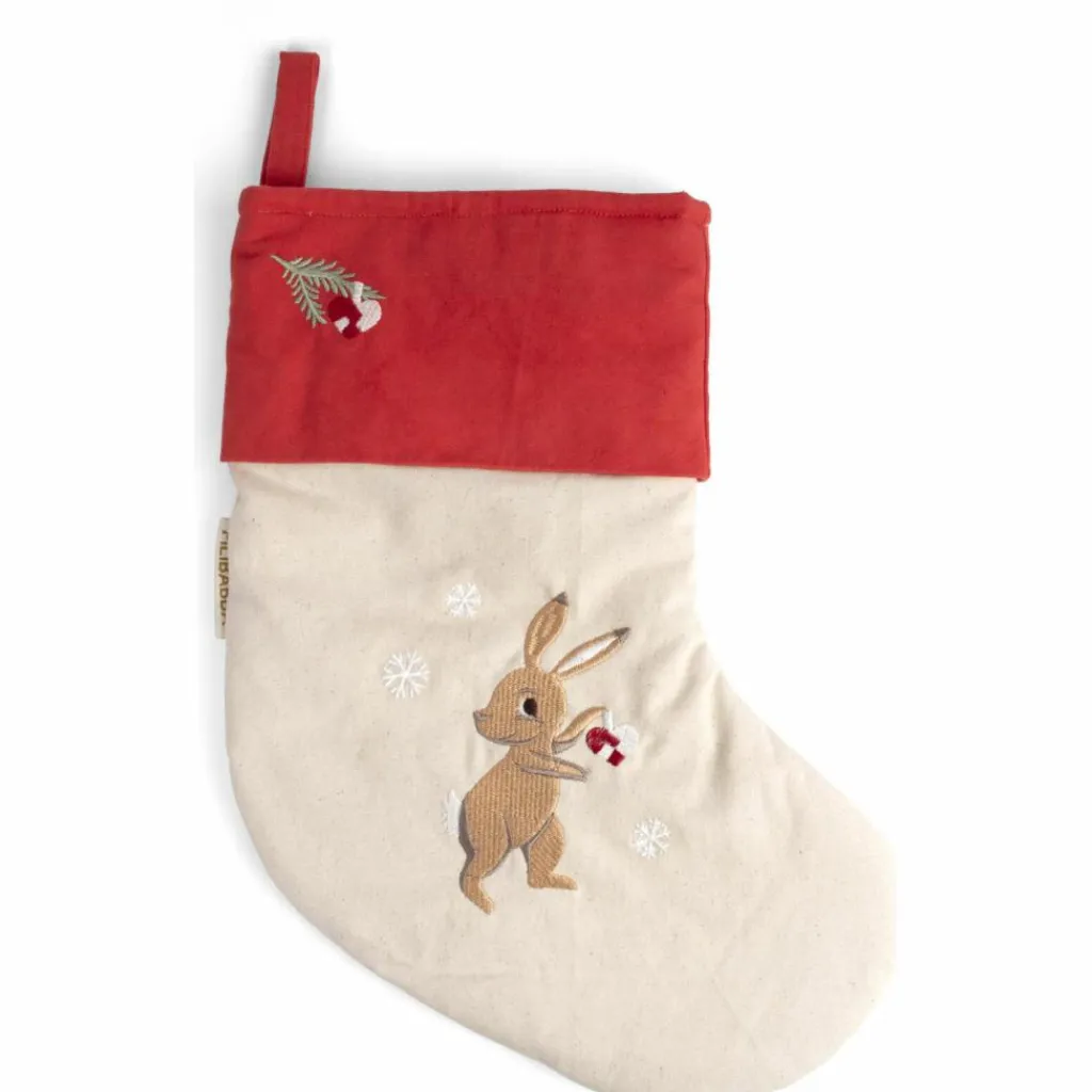 Filibabba Chaussette de Noël brodée Wonderful Winter Lièvre