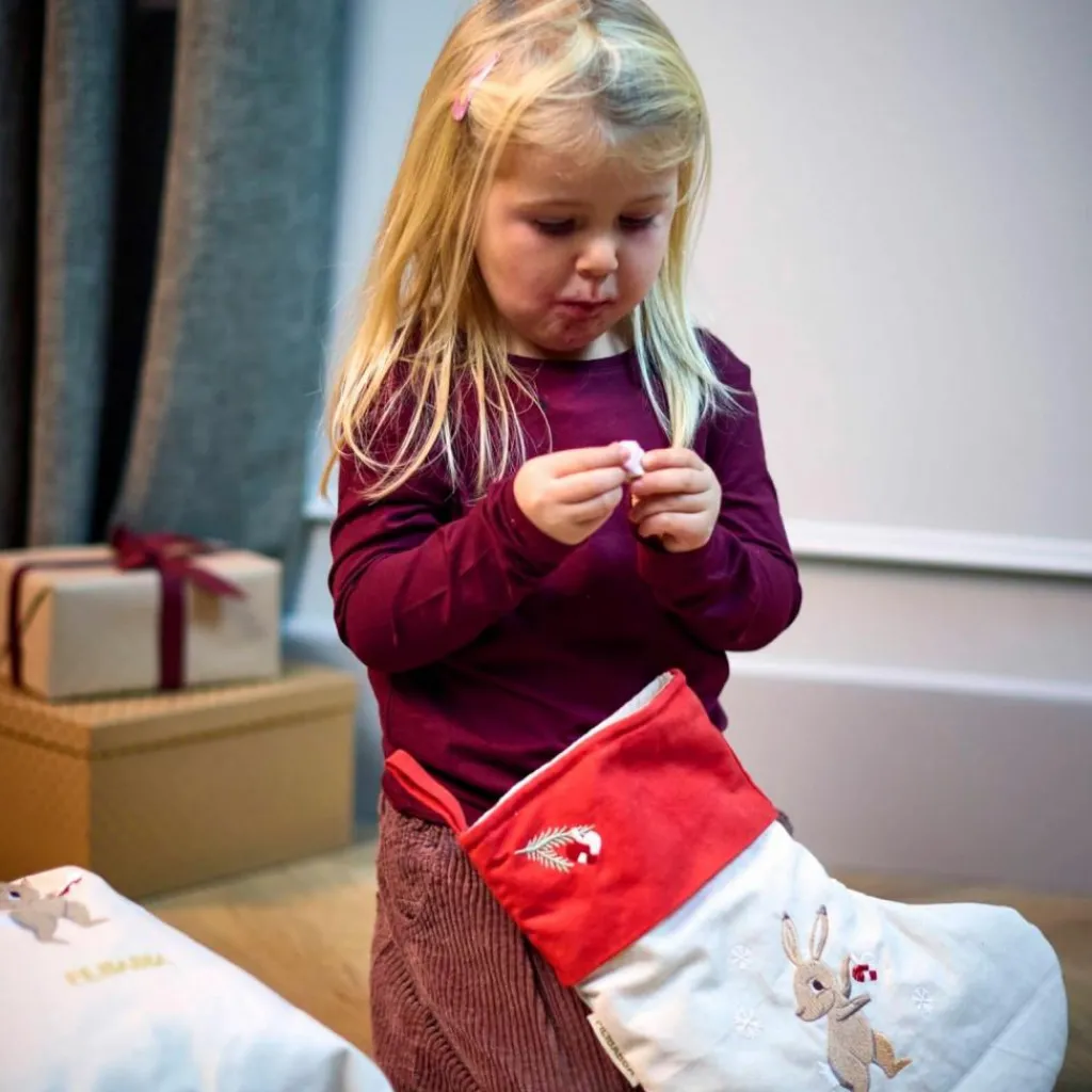 Filibabba Chaussette de Noël brodée Wonderful Winter Lièvre