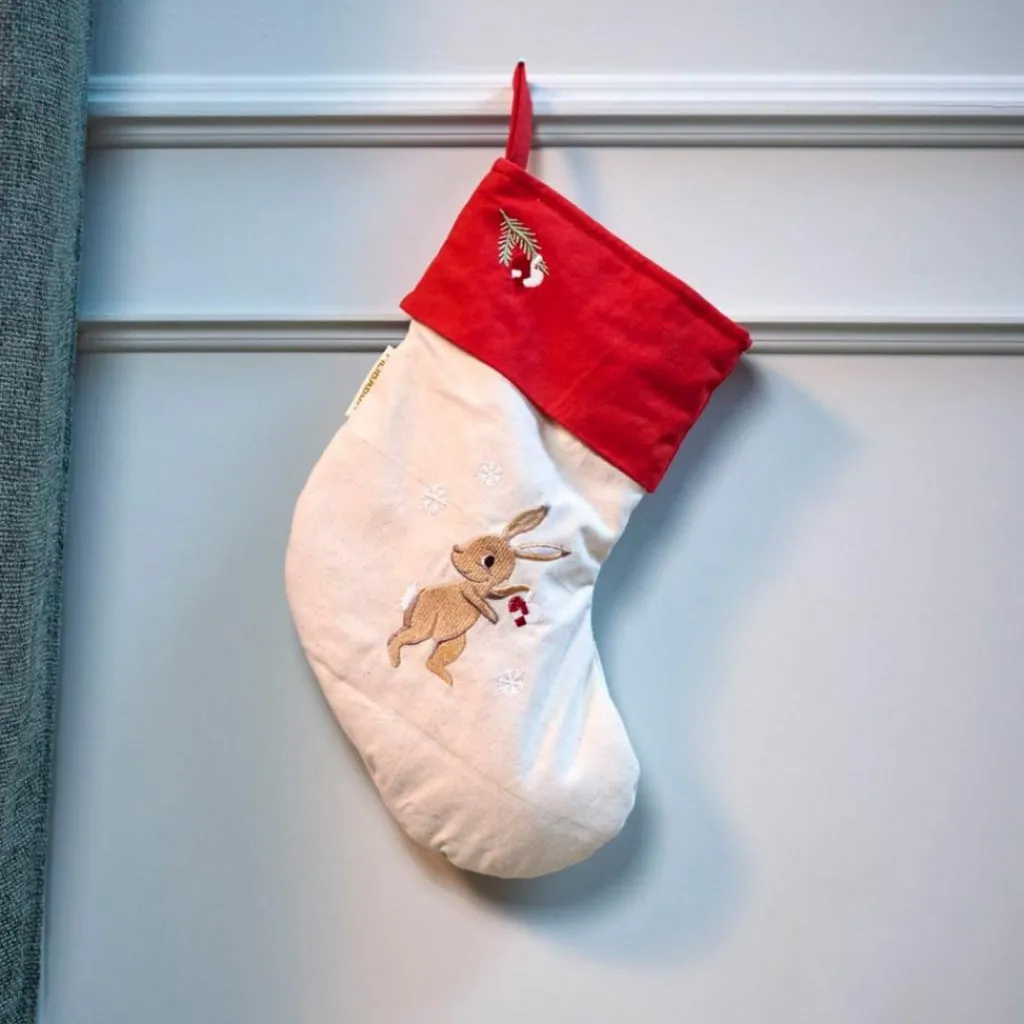Filibabba Chaussette de Noël brodée Wonderful Winter Lièvre