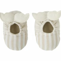 BB & Co Chaussons avec ailes d'ange gaze de coton rayé galet (0-6 mois)