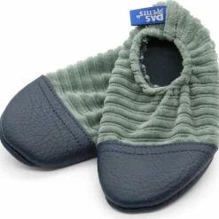 Les Pas Petits Chaussons Les Petits Velours Gris Vert (pointures 21-23)