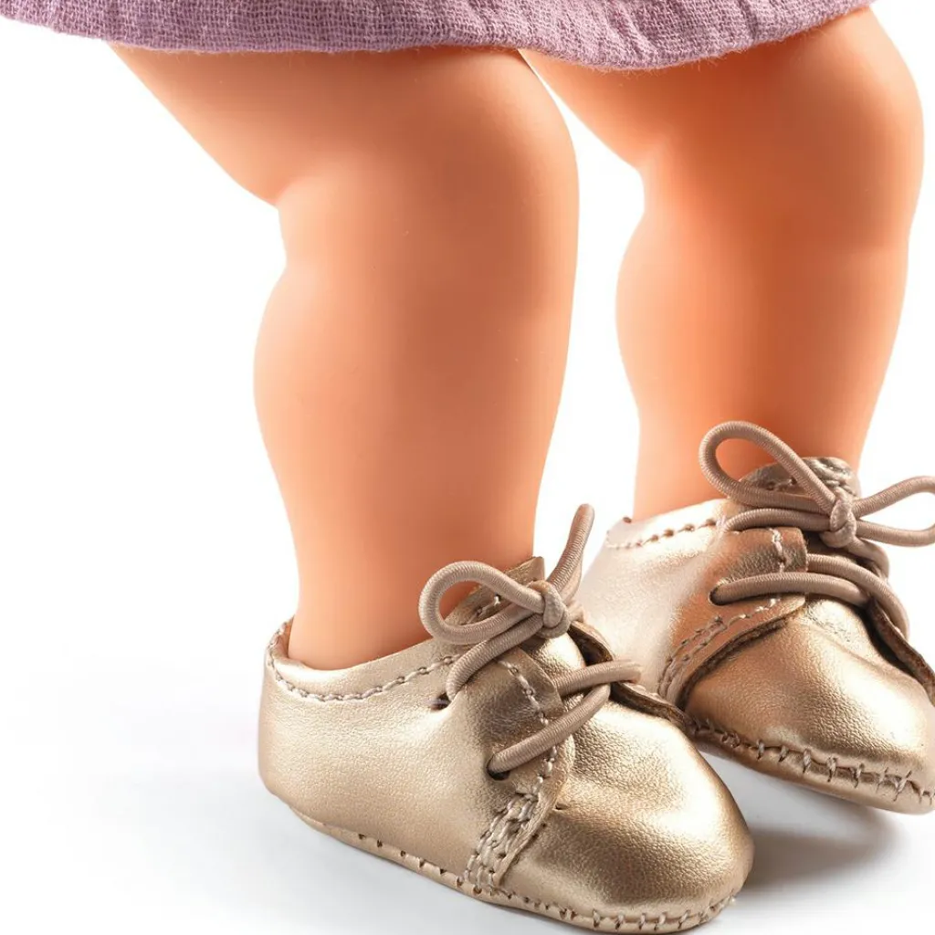 Djeco Chaussures Pomea dorées pour poupée