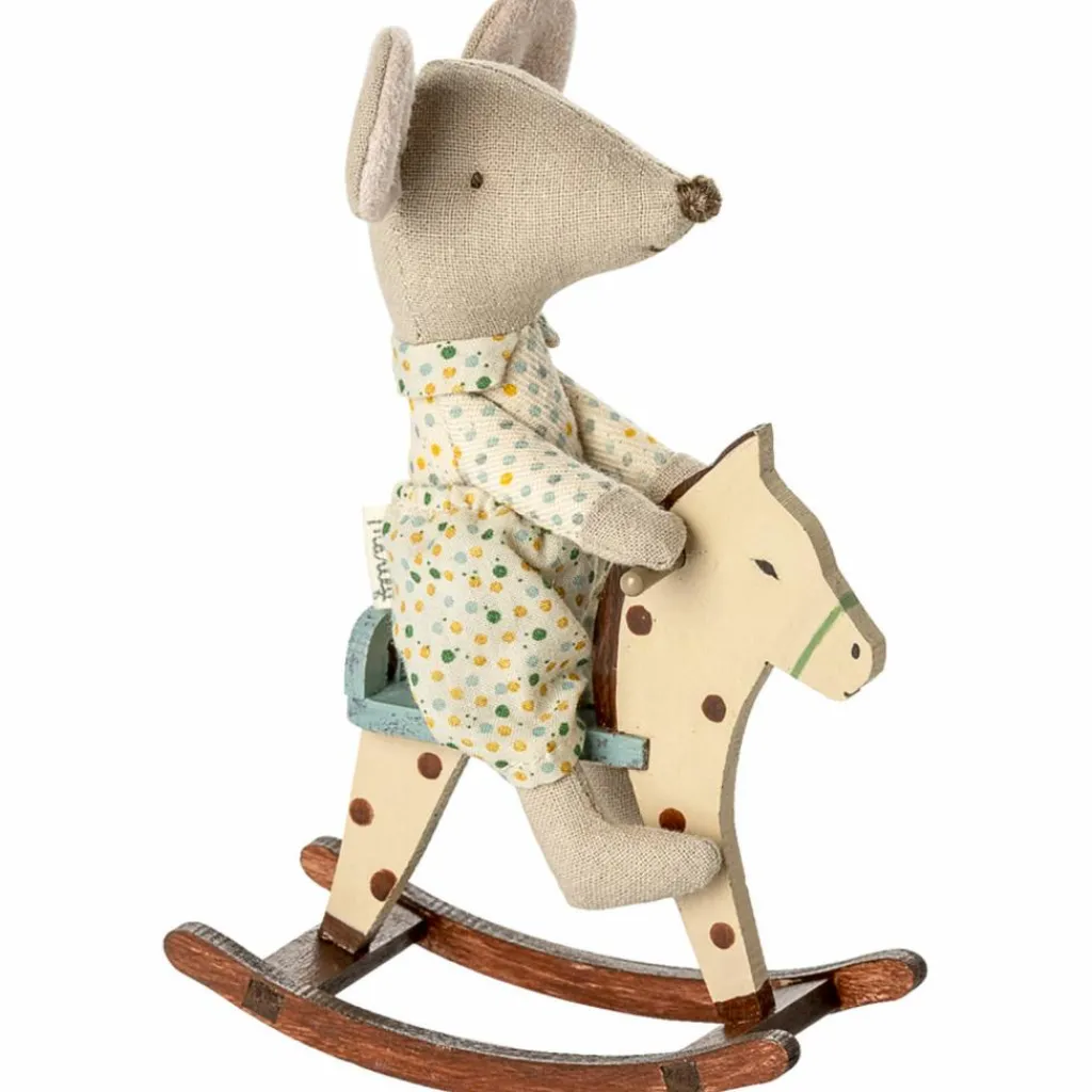 Maileg Cheval à bascule Souris à pois