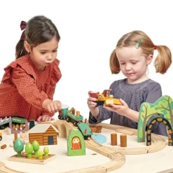 Discount Circuit train en bois Pins sauvages (30 pièces) Petites Voitures, Véhicules Et Circuits