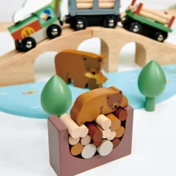 Discount Circuit train en bois Pins sauvages (30 pièces) Petites Voitures, Véhicules Et Circuits