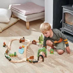Discount Circuit train en bois Pins sauvages (30 pièces) Petites Voitures, Véhicules Et Circuits