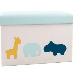 Domiva Coffre à jouets en tissu et pouf en tissu Zanimo