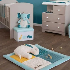 Domiva Coffre à jouets en tissu et pouf en tissu Zanimo