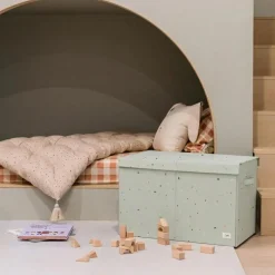 3 sprouts Coffre à jouets en tissu recyclé Terrazzo vert
