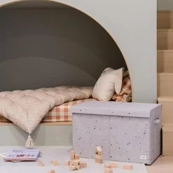 Coffre à jouets en tissu recyclé Terrazzo gris clair Coffre À Jouets