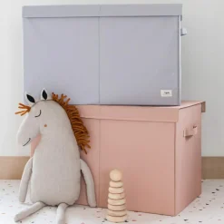 3 sprouts Coffre à jouets en tissu recyclé Uni gris clair
