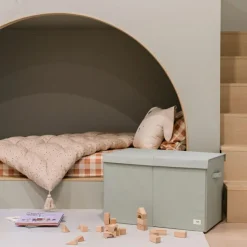 Outlet Coffre à jouets en tissu recyclé Uni vert Coffre À Jouets