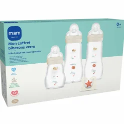 Discount Coffret biberons verre Nature Lin (3 biberons + 1 sucette) Biberon