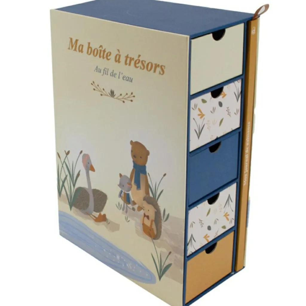 Discount Coffret boîte à trésors et journal de naissance Au fil de l'eau Coffret Souvenirs