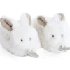 Doudou et Compagnie Coffret chaussons de naissance lapin hochet beige (taille 16-18)