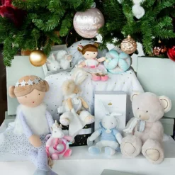 Doudou et Compagnie Coffret chaussons de naissance lapin hochet beige (taille 16-18)