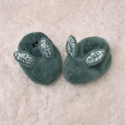 Clearance Coffret Chaussons et Doudou Vert Sauge Lapin Doudou Coffret Cadeau Naissance