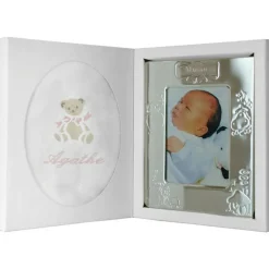 Clearance Coffret de naissance cadre + lange rose (personnalisable) Coffret Cadeau Naissance