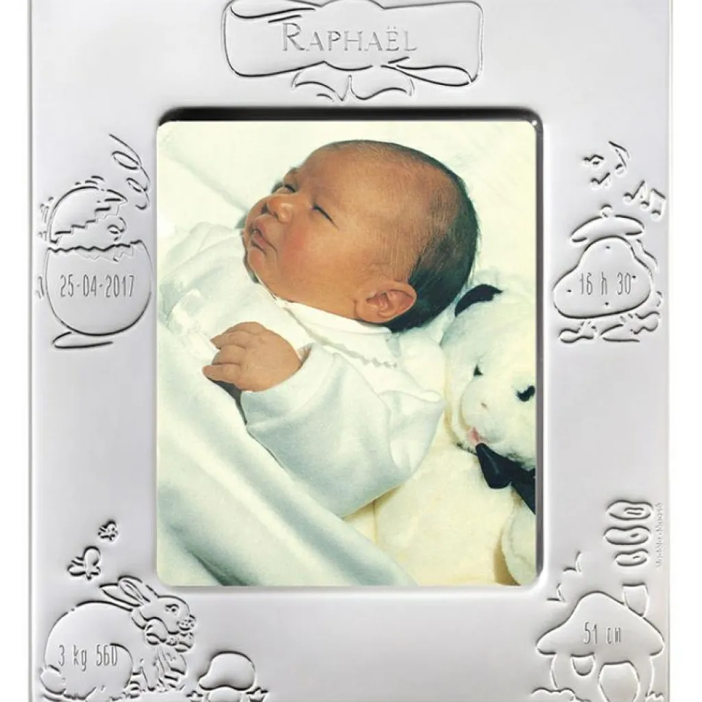 Clearance Coffret de naissance cadre + lange rose (personnalisable) Coffret Cadeau Naissance
