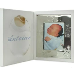 Sale Coffret de naissance cadre + bavoir bleu (personnalisable) Coffret Cadeau Naissance