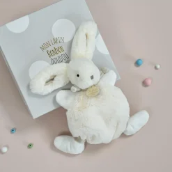 Outlet Coffret doudou plat gris Mon tout petit Lapin Bonbon (26 cm) Doudou Plat