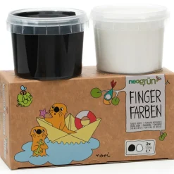 Clearance Coffret Nori 2 pots noir + blanc peinture aux doigts naturelle et vegan Dessin Et Peinture