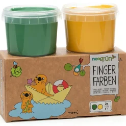Coffret Nori 2 pots vert + jaune peinture aux doigts naturelle et vegan Dessin Et Peinture