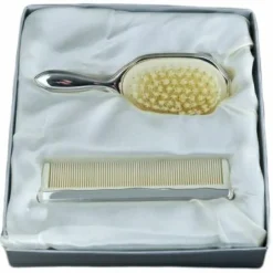 Daniel Crégut Coffret peigne et brosse à cheveux Filets (métal argenté)