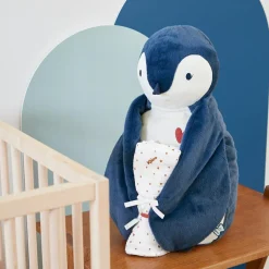 Kaloo Coffret peluche Manchot bleu et lange d'emmaillotage