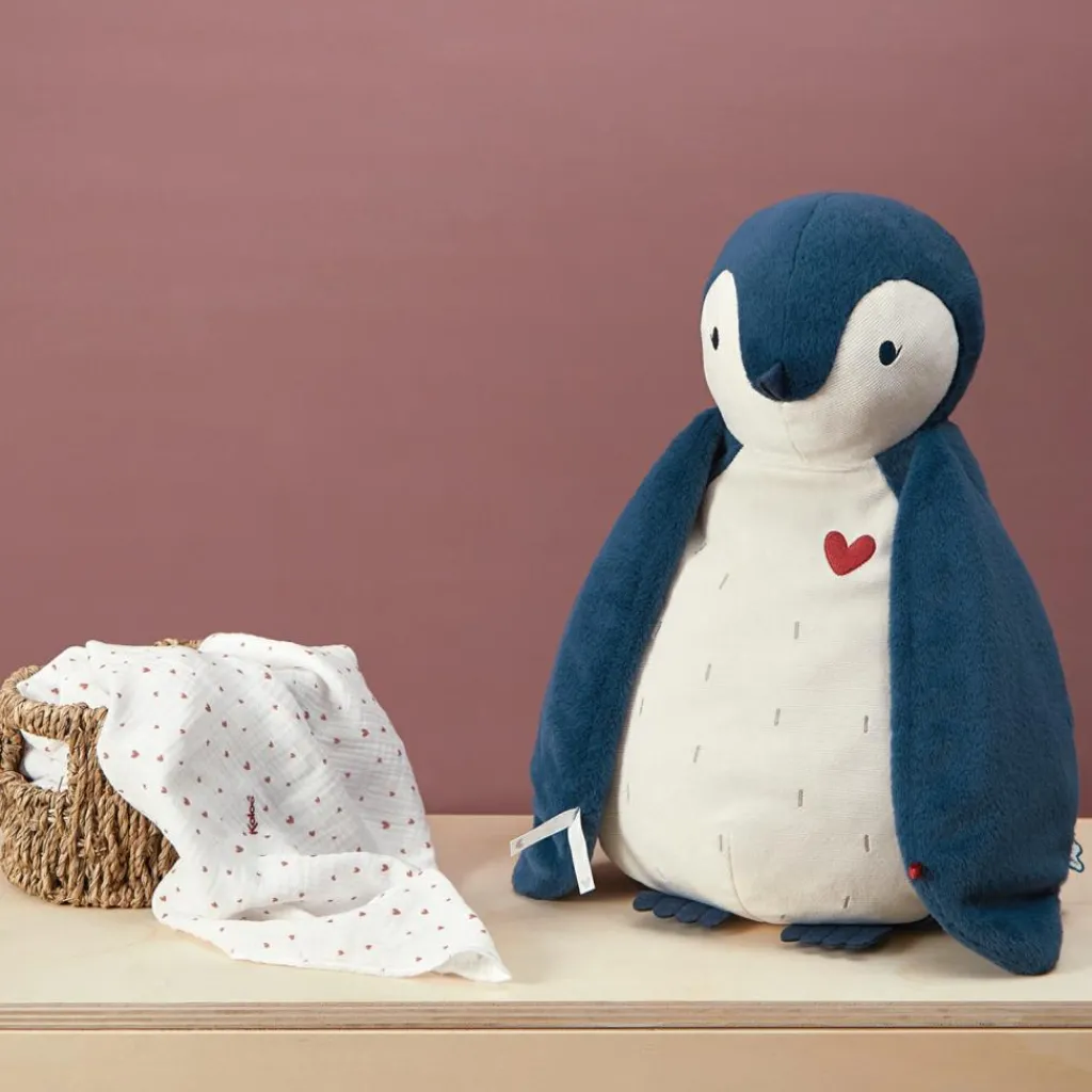 Kaloo Coffret peluche Manchot bleu et lange d'emmaillotage