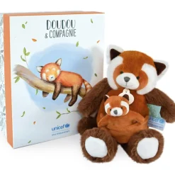 Doudou et Compagnie Coffret peluche Panda roux et son bébé (25 cm)