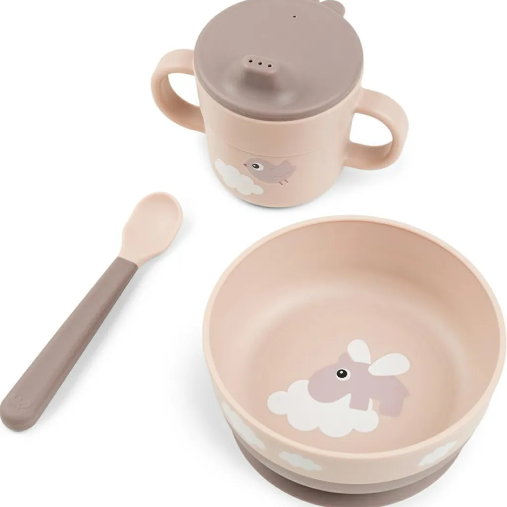 Outlet Coffret premier repas Happy clouds Rose (3 pièces) Coffret Repas